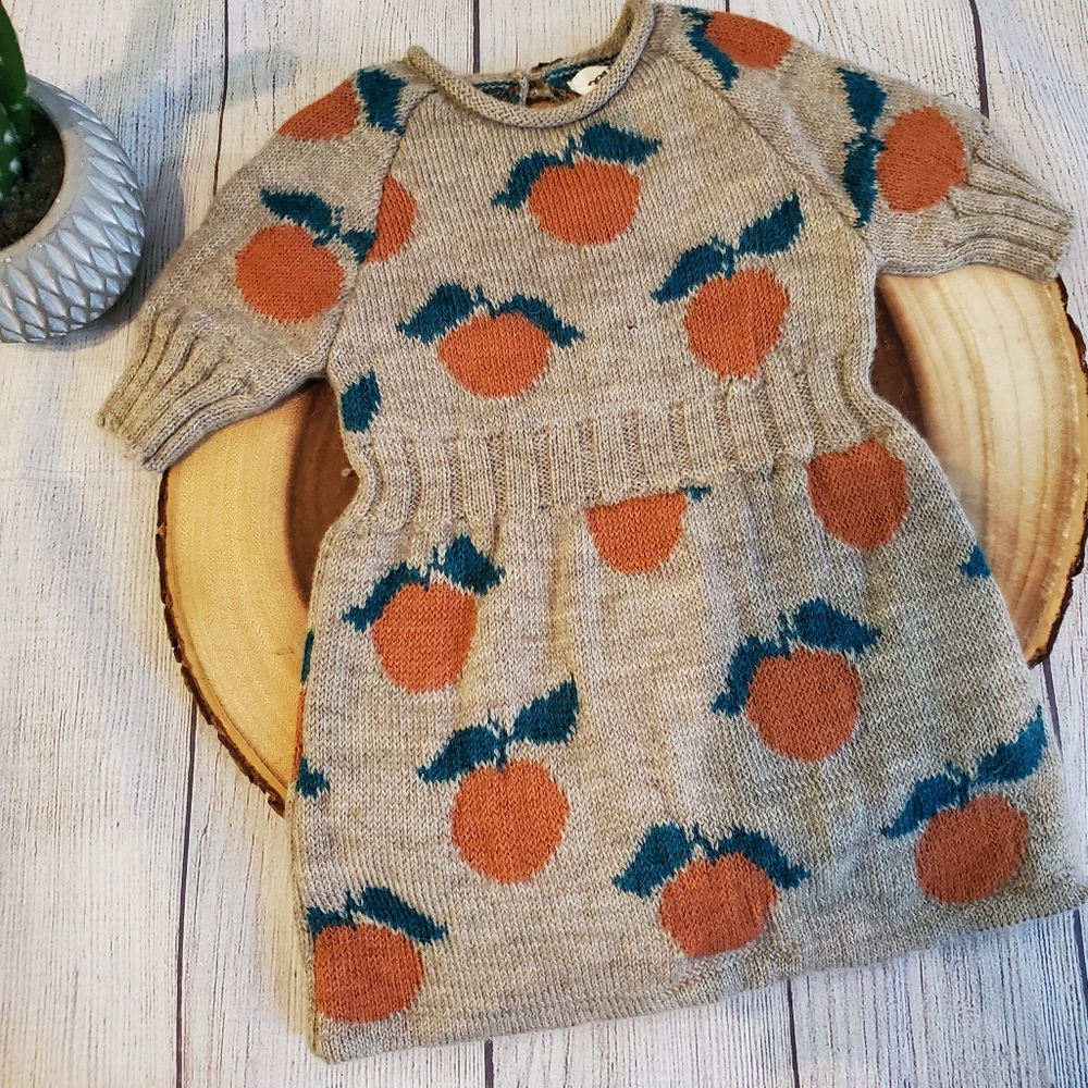 Oeuf nyc 18 Month Dress Peach infant toddler baby clothes fruit orange tan